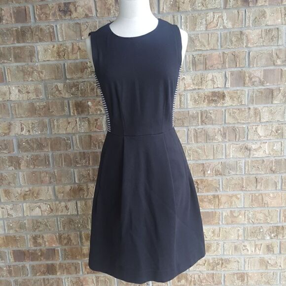 MADEWELL Black Striped Panel Dress - Size 6 - Picture 1 of 6